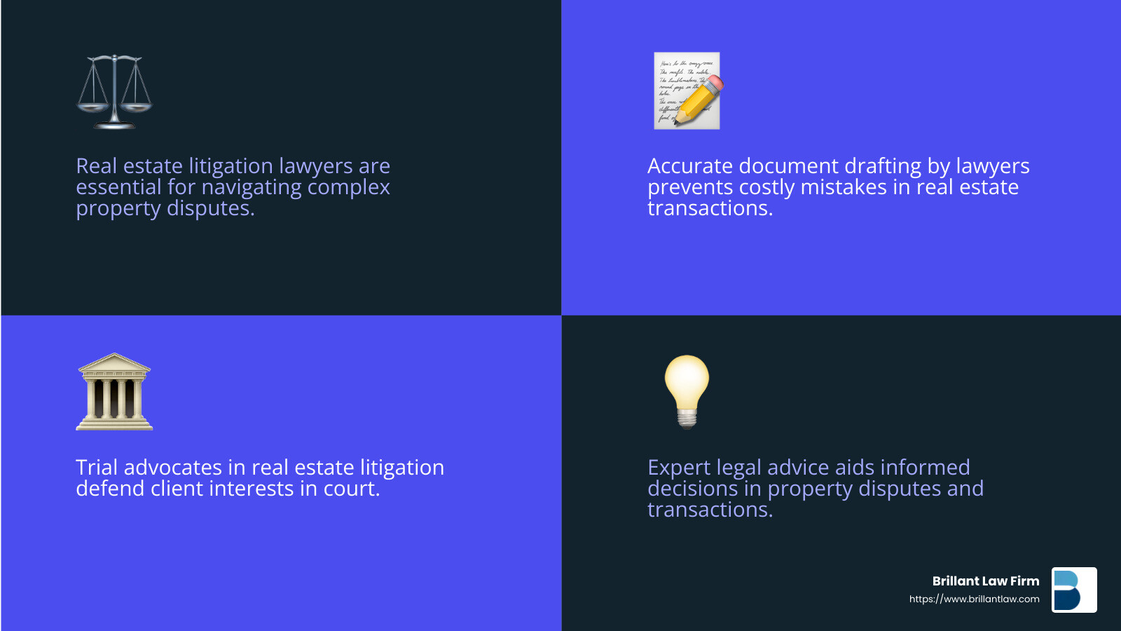9ccfe50e833cd539417368985d3906abdf6b6030 Legal Eagles: Top Real Estate Litigation Lawyers Discuss Their Craft Discover insights from top real estate litigation lawyers on strategies, disputes, and their role in achieving successful outcomes. Legal advice is crucial in real estate litigation - real estate litigation lawyers infographic 4_facts_emoji_blue