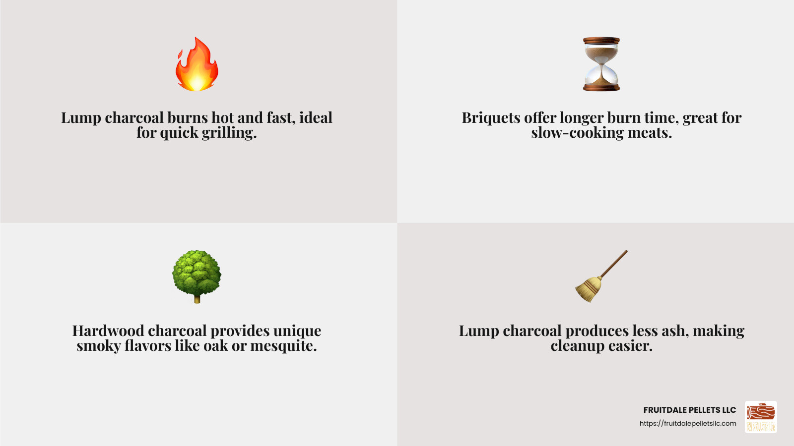 Understanding Ash Production in Charcoal Types - bulk charcoal delivery infographic 4_facts_emoji_grey