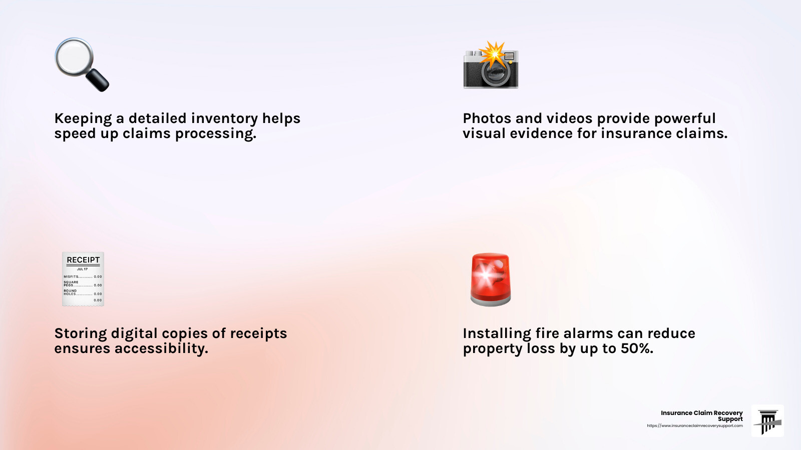 Fire safety reduces property loss - church fire claims infographic 4_facts_emoji_light-gradient