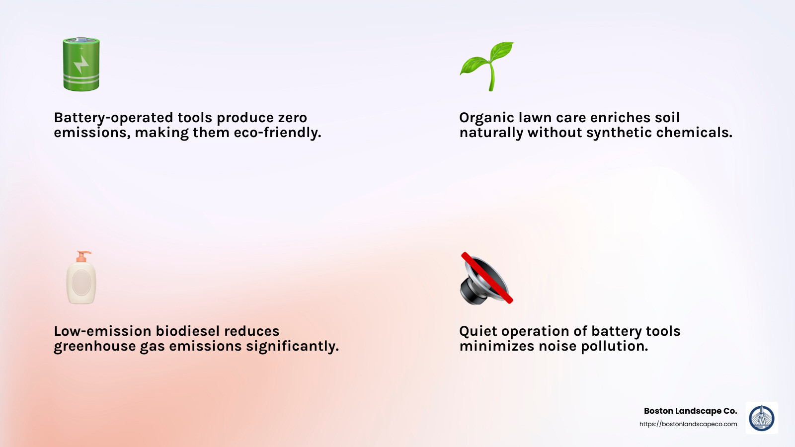 Eco-friendly landscaping practices infographic - grounds maintenance companies near me infographic 4_facts_emoji_light-gradient