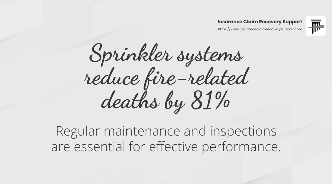 Sprinkler system effectiveness in reducing fire damage - apartment building fire infographic simple-stat-landscape-light