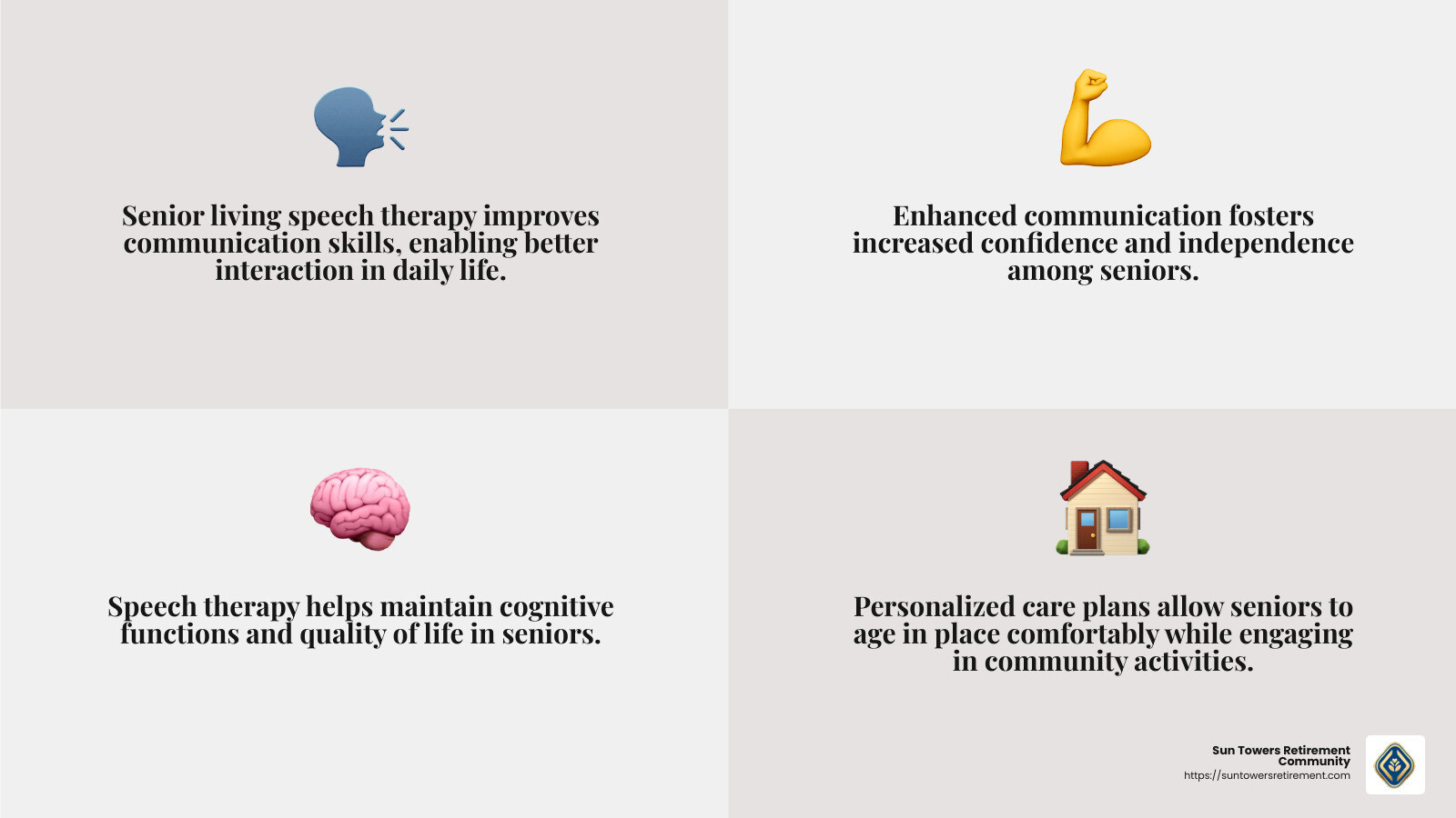 Improved communication leads to improved quality of life - Senior living speech therapy infographic 4_facts_emoji_grey