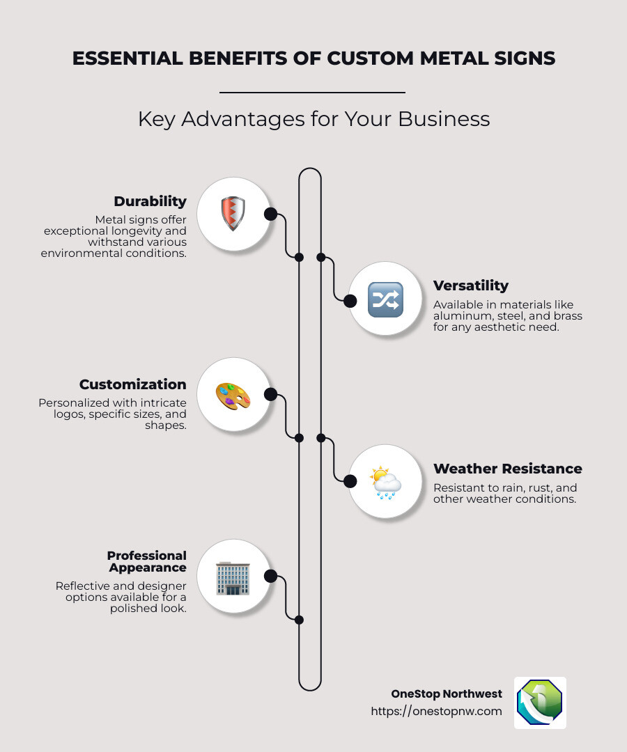 importance of custom metal signs infographic - metal sign company infographic infographic-line-5-steps-neat_beige