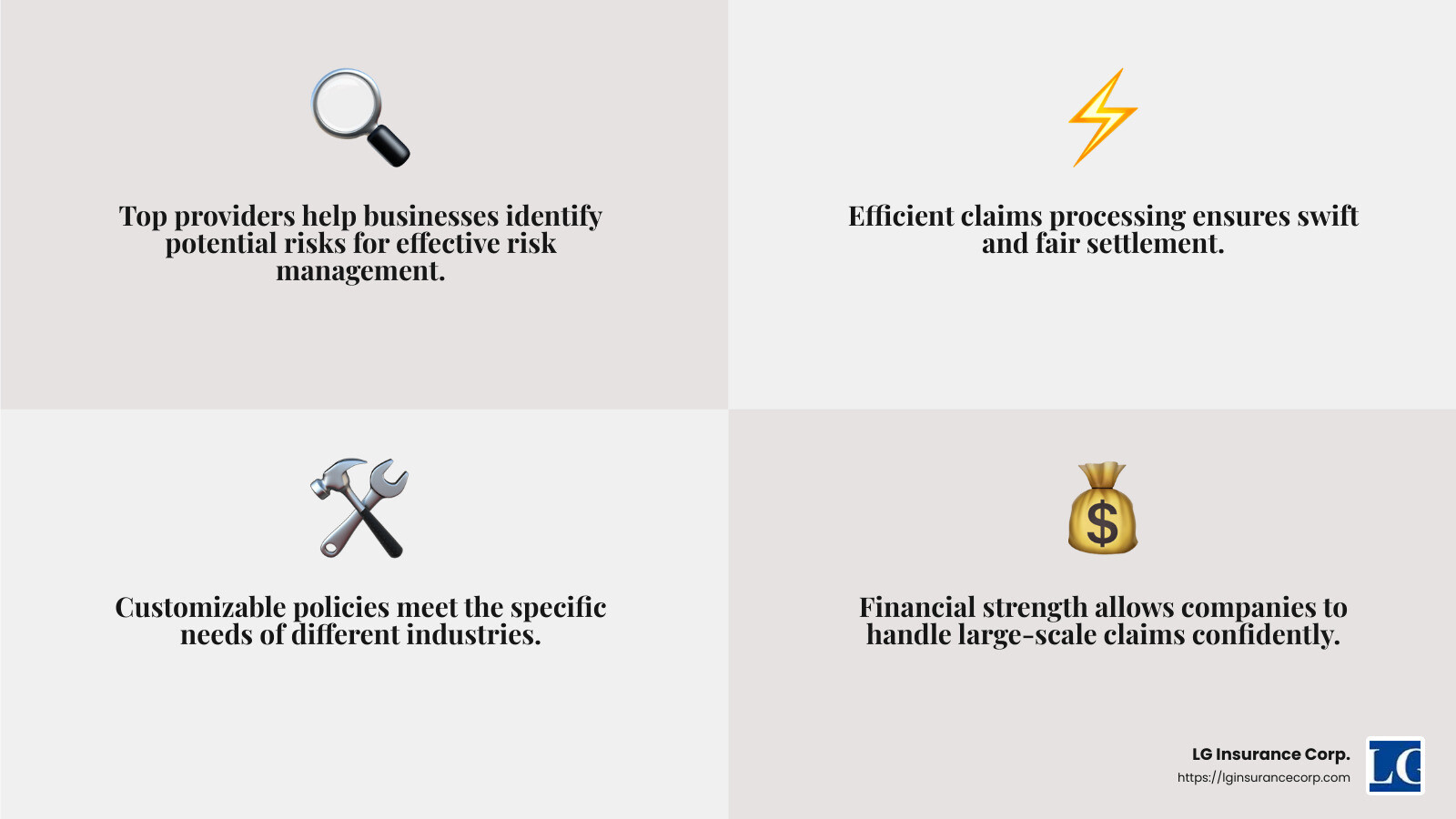 Financial stability is crucial for handling large-scale claims. - best commercial property insurance companies infographic 4_facts_emoji_grey