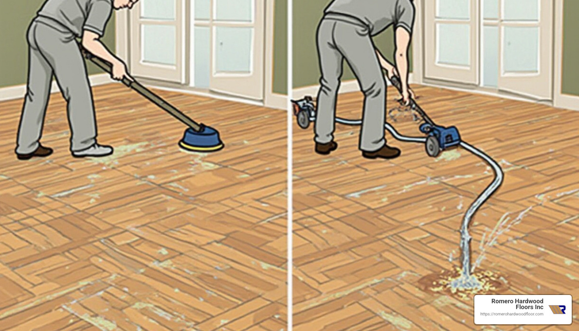 Resurfacing Process Illustration - floor refinishing resurfacing