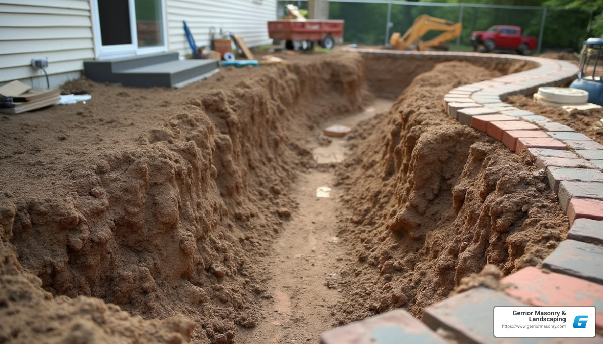 Excavation for paver installation - brick pavers installation