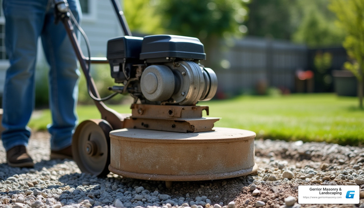 Compaction process for gravel base - brick pavers installation