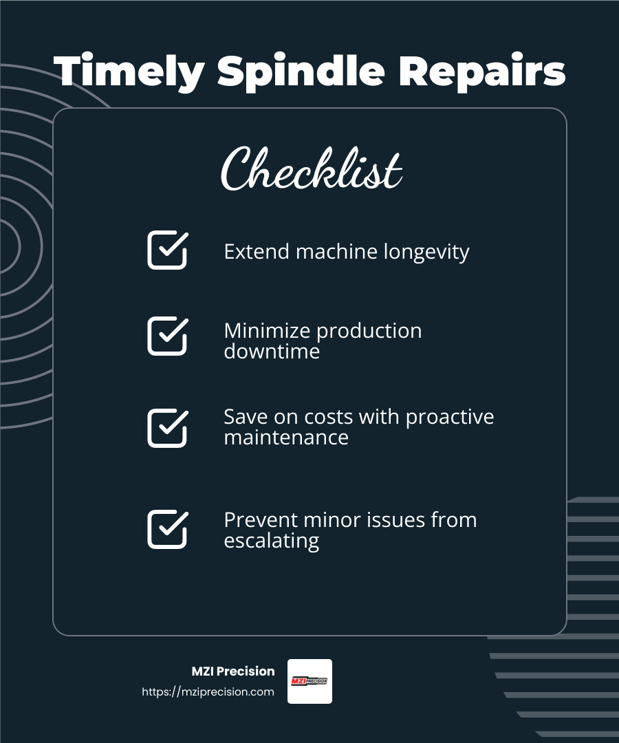 Importance of Timely Repairs - High-Speed Spindle Repair infographic checklist-dark-blue