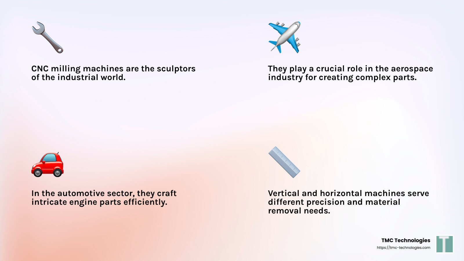 CNC Milling Machine Precision - types of cnc machines infographic 4_facts_emoji_light-gradient