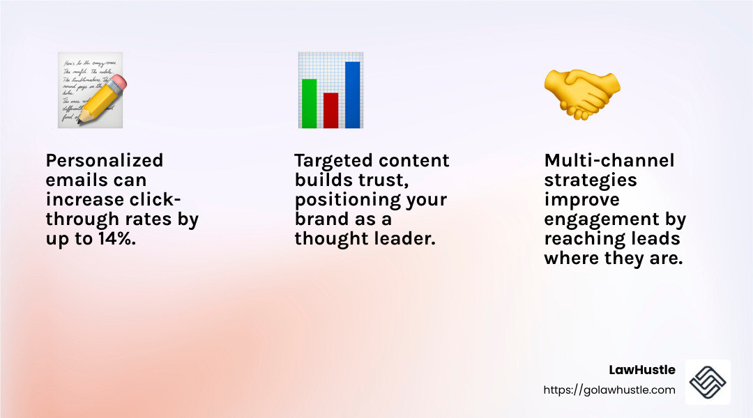 Personalized emails can boost engagement significantly. - Effective lead nurturing strategies infographic 3_facts_emoji_light-gradient