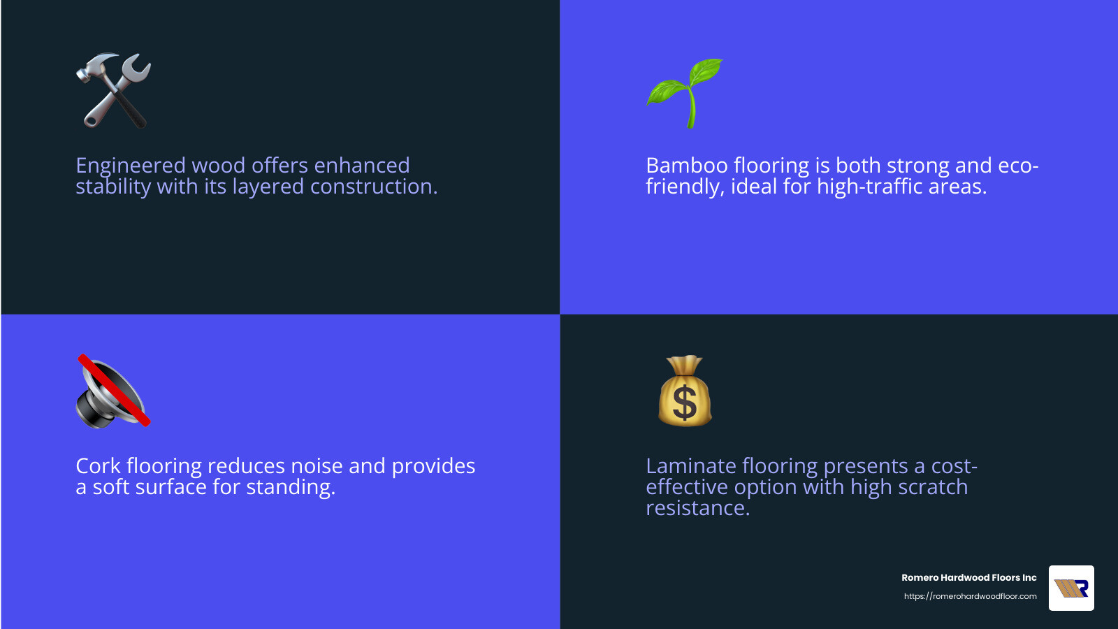 Durable flooring options for high-traffic areas - Best commercial flooring options infographic 4_facts_emoji_blue