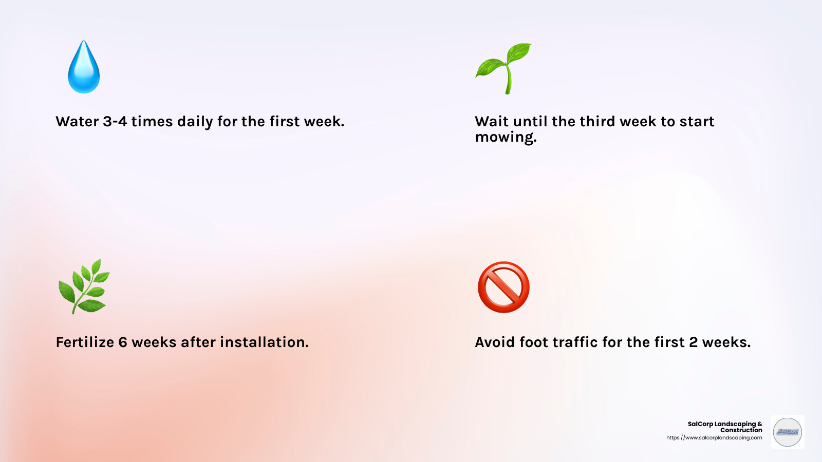Proper care ensures your new sod takes root and thrives - lawn sodding companies near me infographic 4_facts_emoji_light-gradient