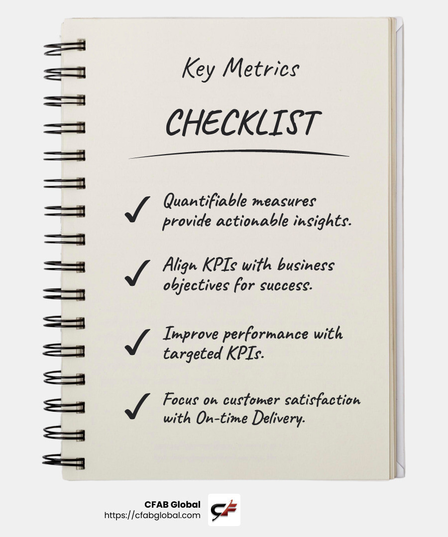 KPIs improve production performance by highlighting inefficiencies and guiding strategic actions. - kpi in manufacturing company infographic checklist-notebook