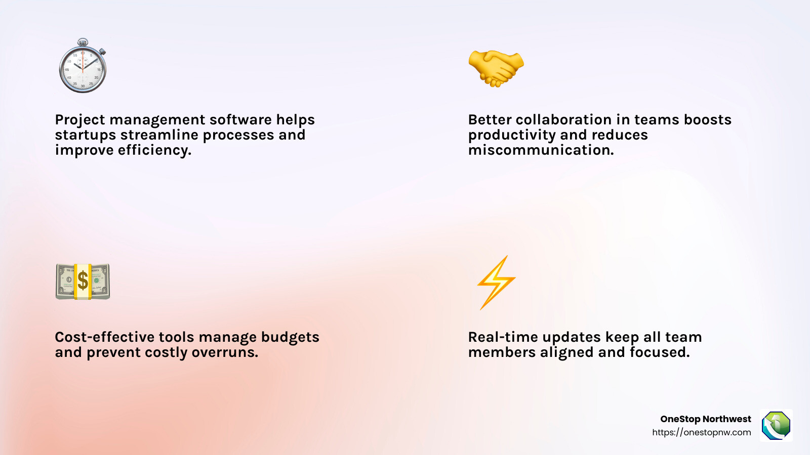 Improved Collaboration and Productivity with Project Management Tools - project management software for startups infographic 4_facts_emoji_light-gradient
