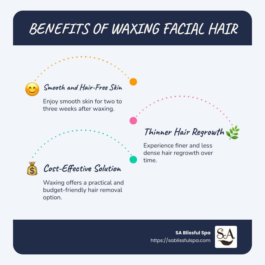 Infographic on Benefits of Waxing Facial Hair - can you wax facial hair infographic infographic-line-3-steps-blues-accent_colors