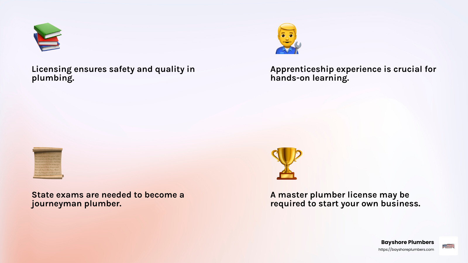 Licensing ensures safety and quality in plumbing. - Plumbing for business infographic 4_facts_emoji_light-gradient