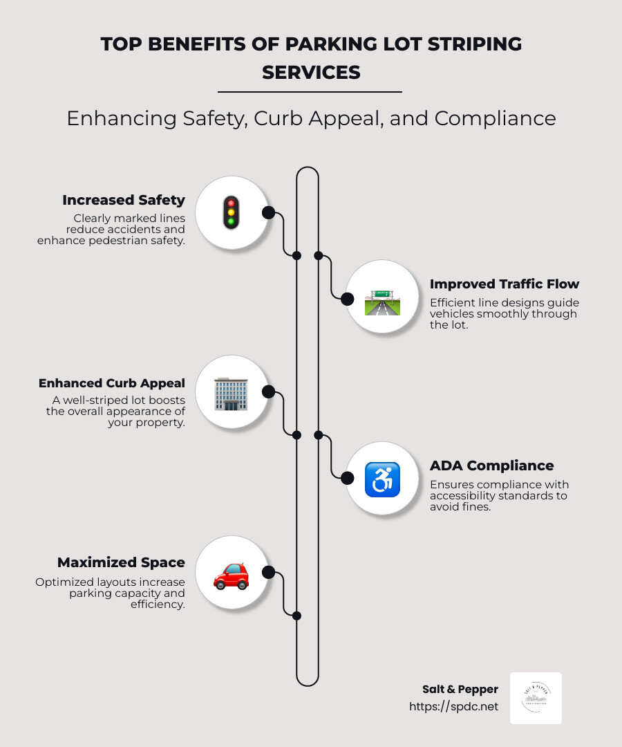 Infographic detailing the top benefits of parking lot striping services in Tampa, including safety improvements, improved curb appeal, and regulatory compliance. - parking lot striping services tampa fl infographic infographic-line-5-steps-neat_beige Infographic detailing the top benefits of parking lot striping services in Tampa, including safety improvements, improved curb appeal, and regulatory compliance. - parking lot striping services tampa fl infographic infographic-line-5-steps-neat_beige