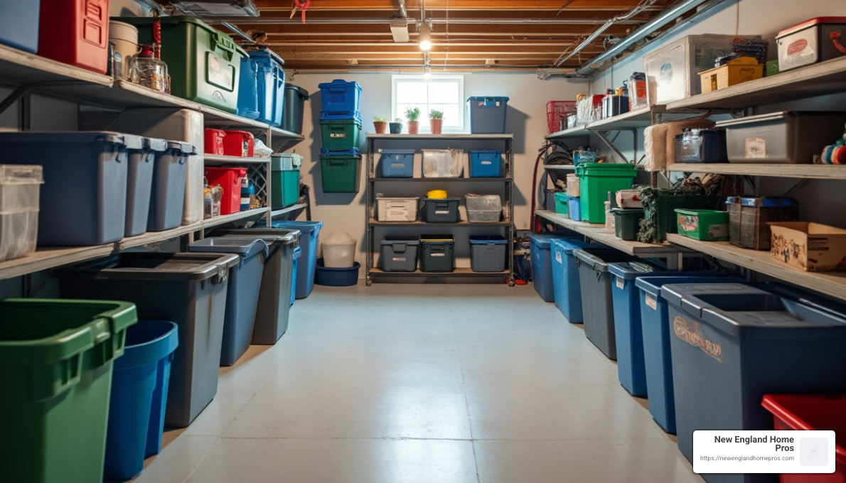 Clean and organized basement - how to finish a basement