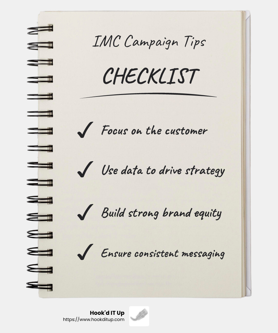 From Concept to Success: Notable IMC Campaigns Integrated marketing helps you grow better - imc campaign infographic checklist-notebook