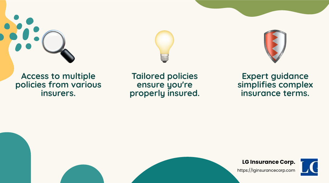 Expert guidance and custom policies are key benefits of using a life insurance broker in Miami. - life insurance broker miami infographic 3_facts_emoji_nature