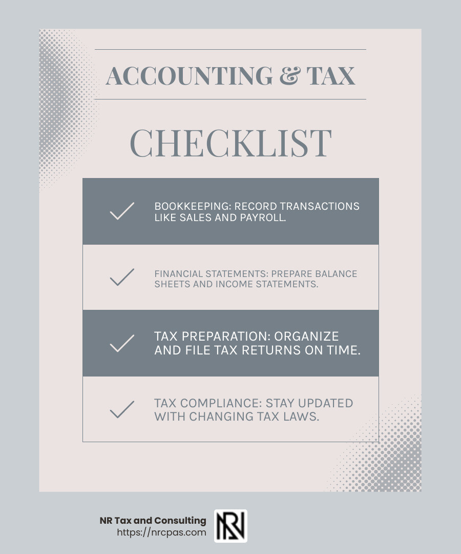 Understanding accounting and taxation services can simplify business operations and improve decision-making. - accounting and taxation services infographic checklist-light-blue-grey