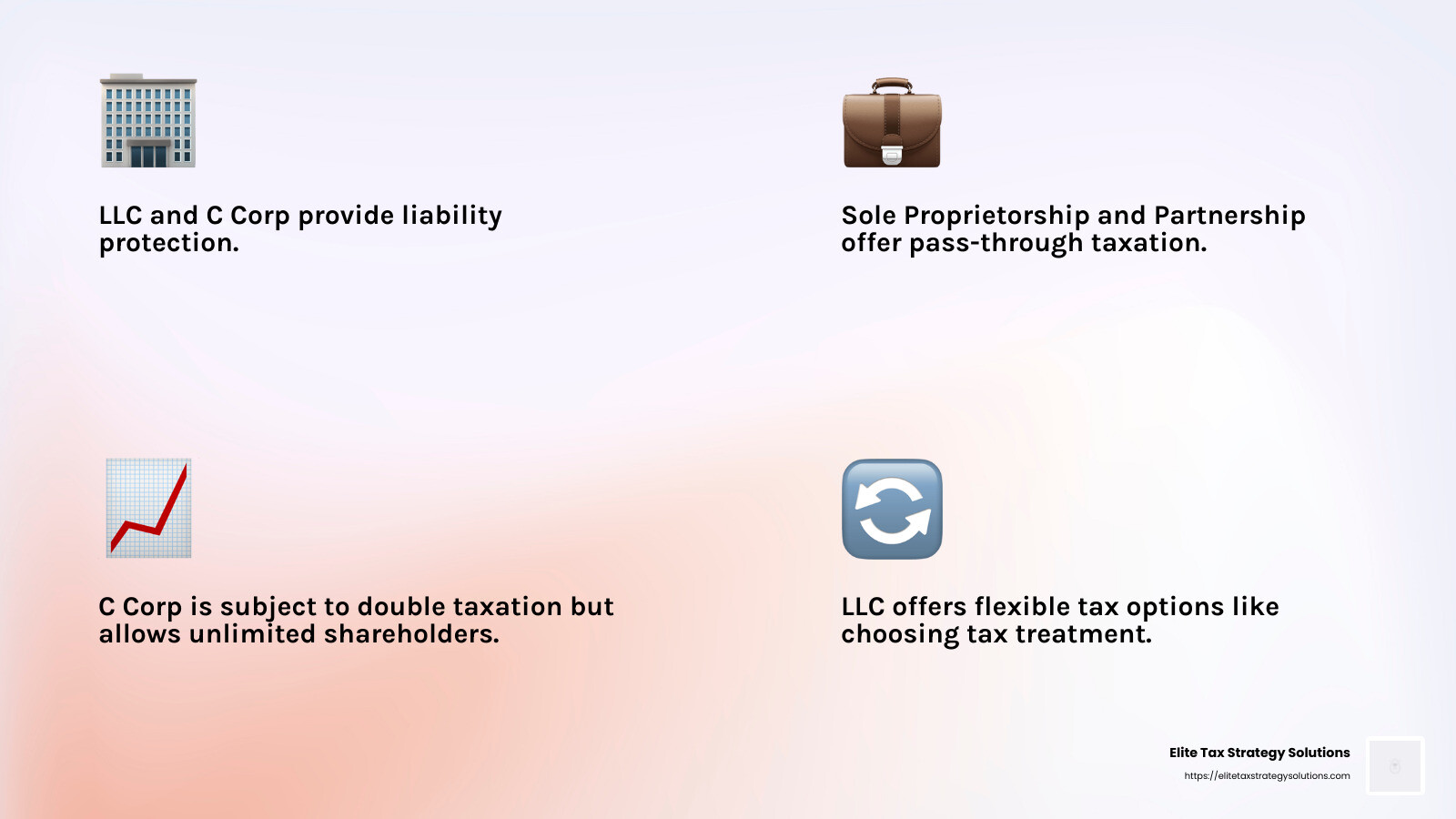 Entity Types and Tax Implications - Tax advice for startups infographic 4_facts_emoji_light-gradient