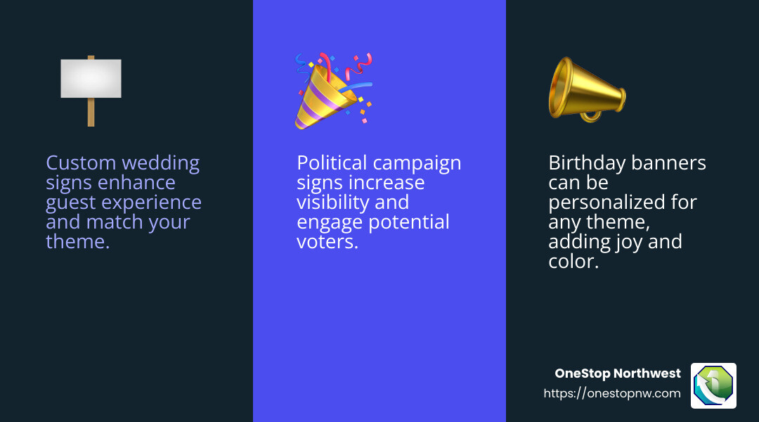 Custom political campaign signs can increase candidate visibility and engage voters. - Custom Signs infographic 3_facts_emoji_blue