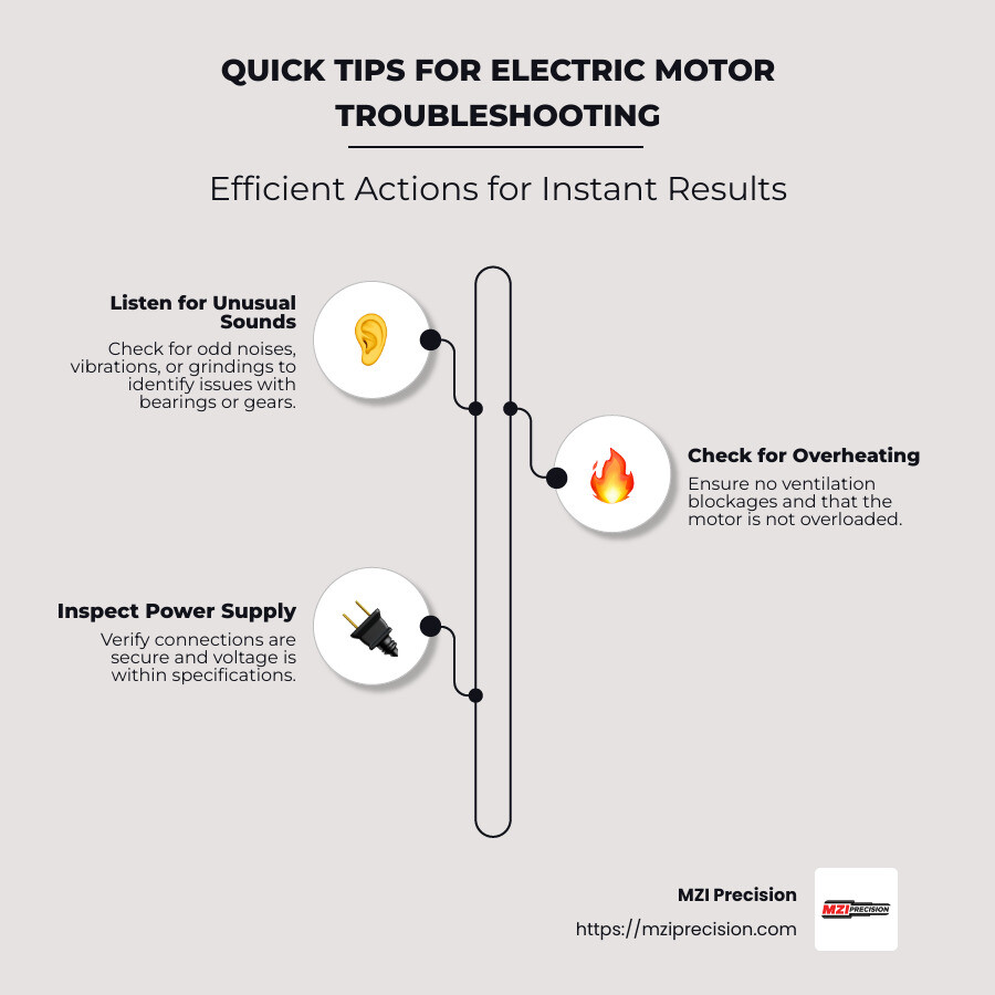 Guidelines for industrial motor troubleshooting - Electrical motor troubleshooting infographic infographic-line-3-steps-neat_beige