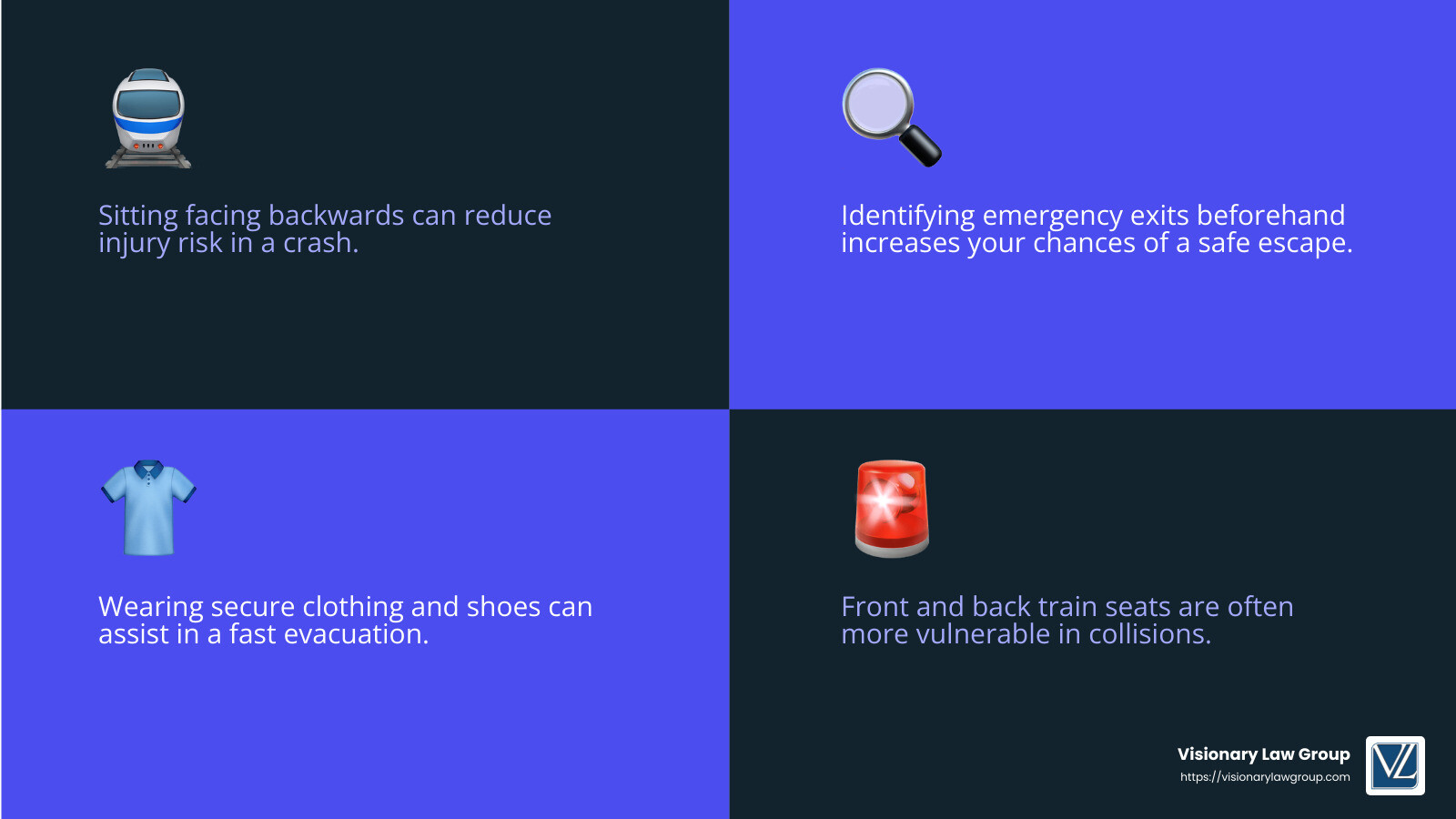 Safety tips for train travel - how do people die in a train crash infographic 4_facts_emoji_blue