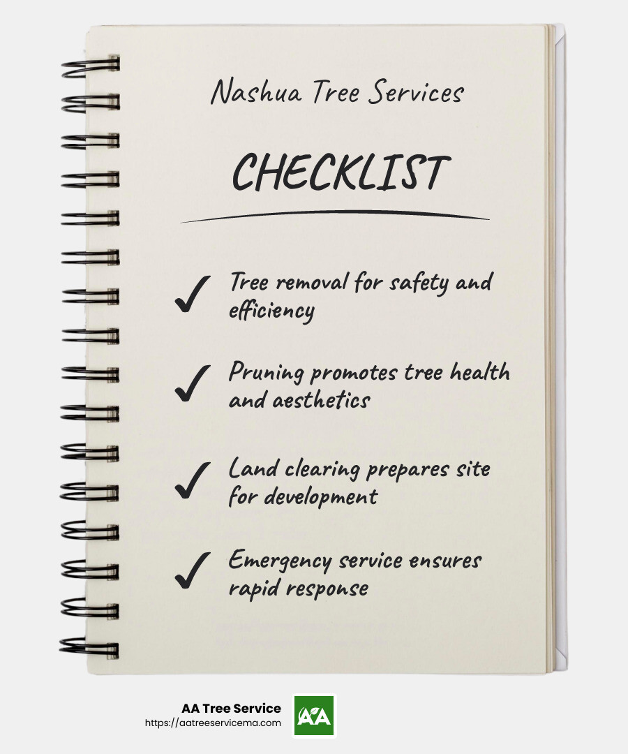 Emergency tree removal service ensures quick response to storm damage - nashua tree service infographic checklist-notebook
