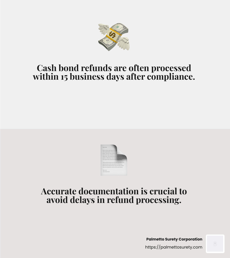 Cash bond refund timeline - bond refund time infographic 2_facts_emoji_grey