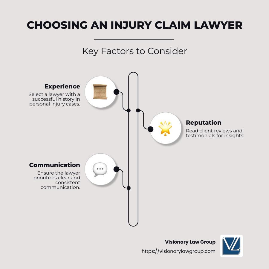 Criteria for Choosing an Injury Claim Lawyer Infographic - injury claim lawyer near me infographic infographic-line-3-steps-neat_beige