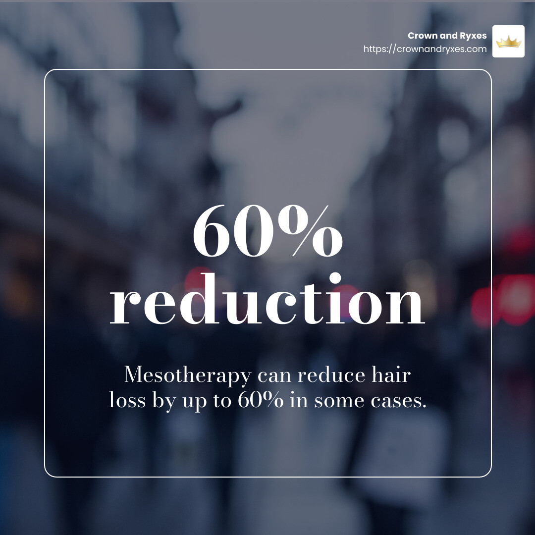 Mesotherapy can reduce hair loss by up to 60% in some cases - mesotherapy hair benefits infographic simple-stat-blurry-bg
