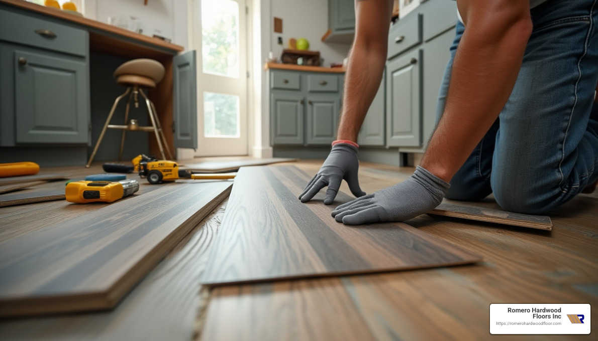 Vinyl flooring installation in progress - Best flooring for homes