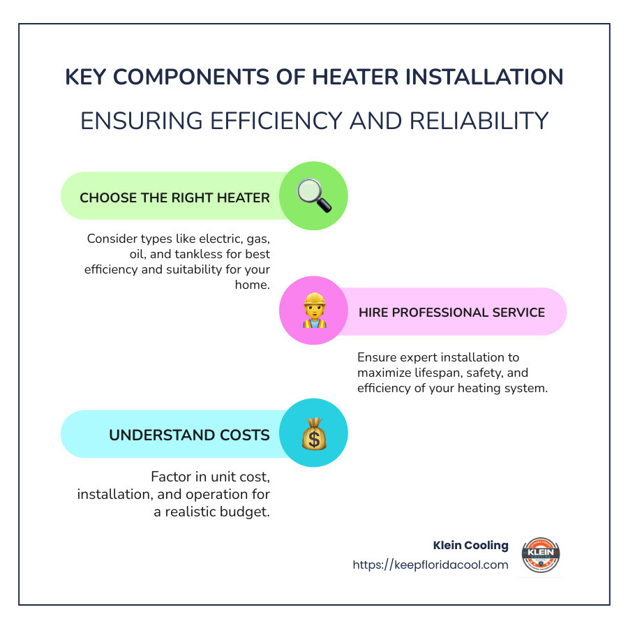 Overview of heater installation service - Heater installation service infographic infographic-line-3-steps-colors