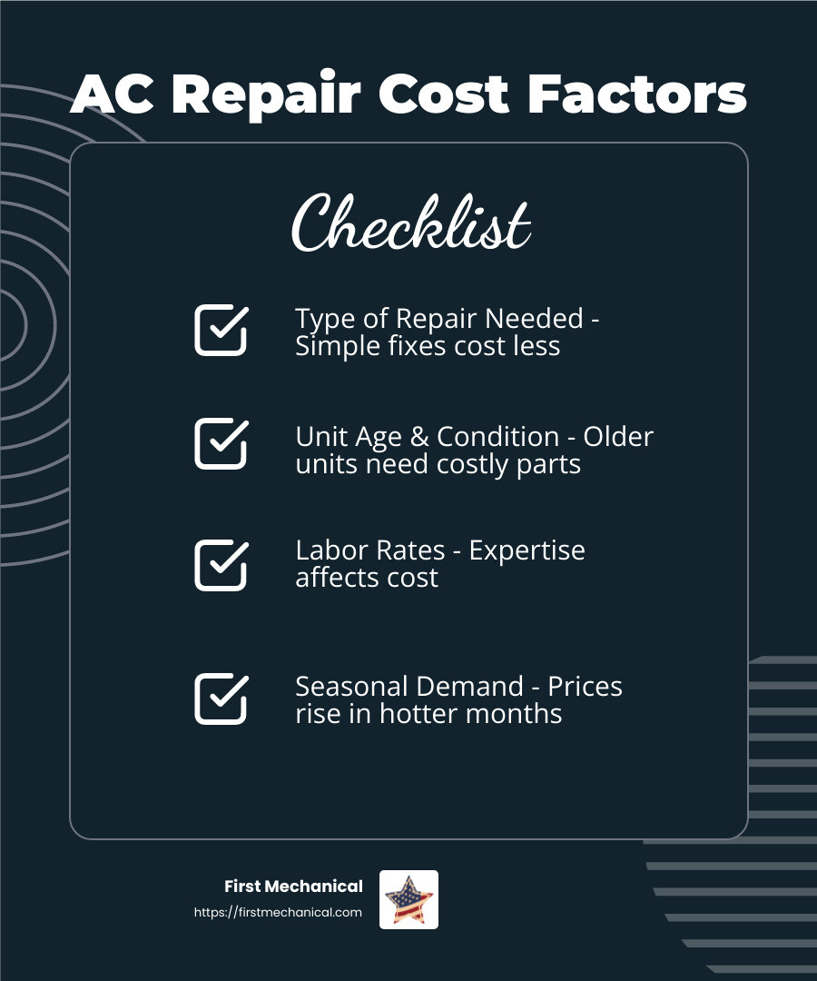 Factors affecting AC repair costs - home ac repair brandon fl infographic checklist-dark-blue Factors affecting AC repair costs - home ac repair brandon fl infographic checklist-dark-blue