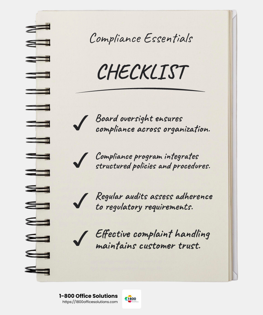 Effective compliance management relies on thorough audits and board oversight. - compliance management system infographic checklist-notebook