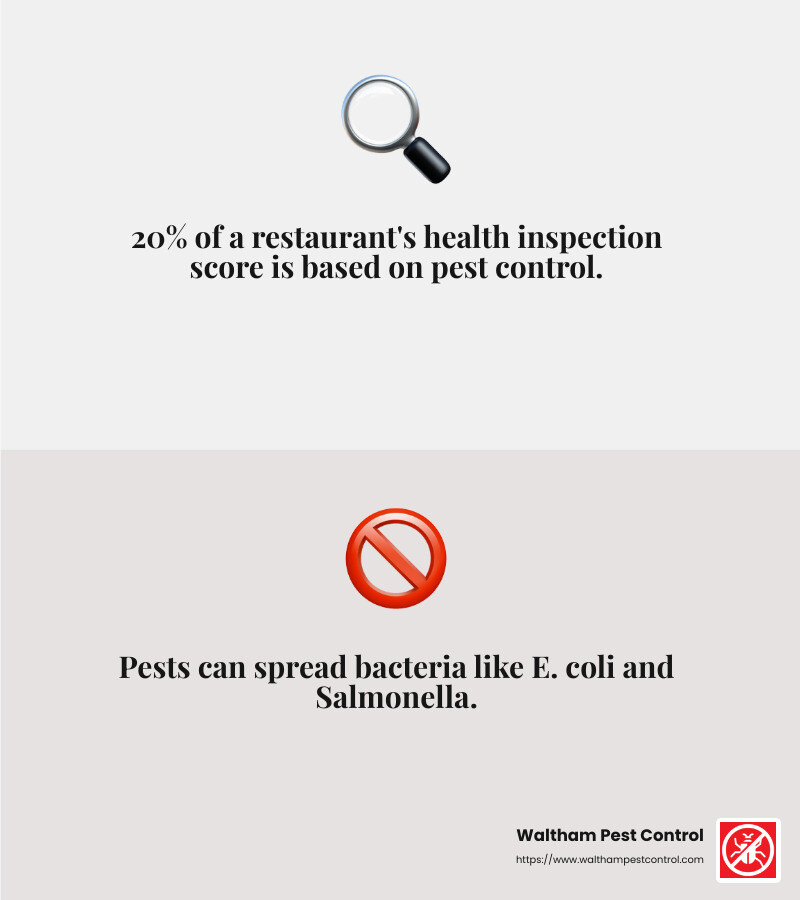 20% of a restaurant's health inspection score is based on pest control - Pest control for restaurants infographic 2_facts_emoji_grey