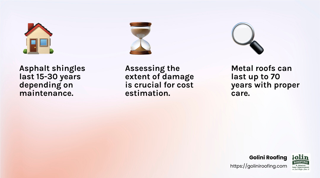 Roof lifespan comparison infographic - roof repairs infographic 3_facts_emoji_light-gradient
