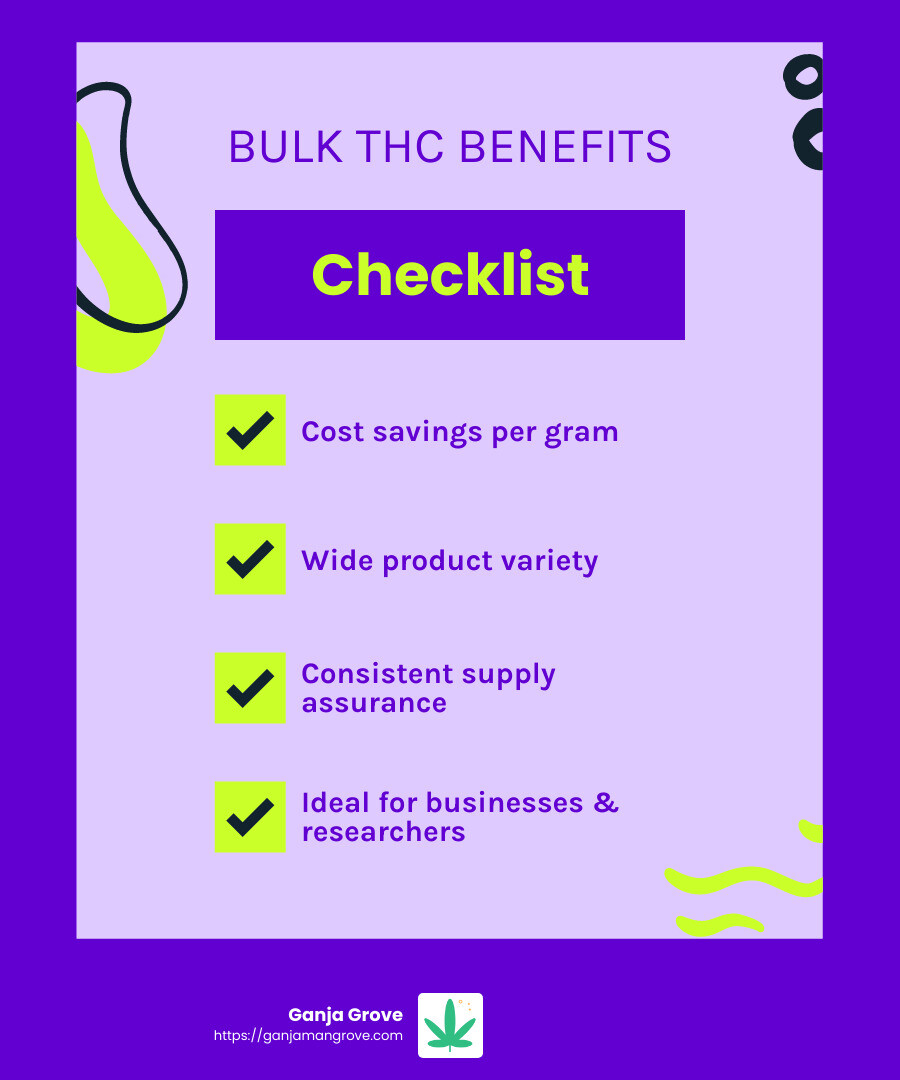 Cost savings and consistent supply are key benefits of buying bulk THC - bulk thc infographic checklist-fun-neon