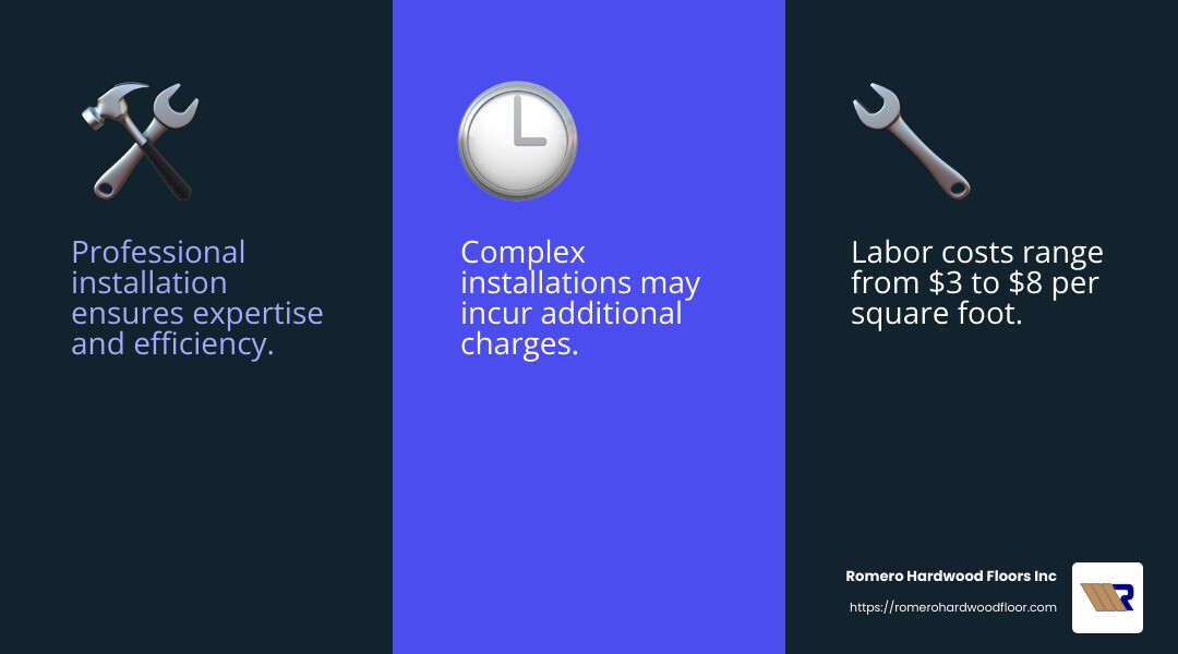 Professional installation benefits - Cost of hardwood floors infographic 3_facts_emoji_blue