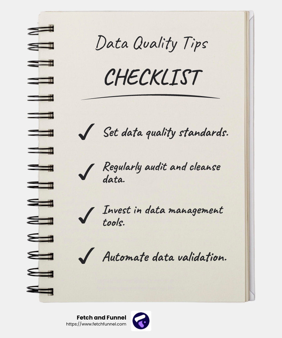 Ensuring data quality can improve decision-making accuracy. - data-driven marketing solutions infographic checklist-notebook