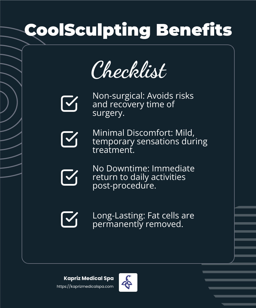 CoolSculpting results over time - CoolSculpting Jacksonville infographic checklist-dark-blue