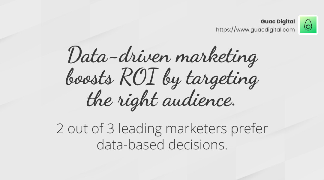 Stat: 2 out of 3 leading marketers prefer data-based decisions - data driven marketing strategies infographic simple-stat-landscape-light