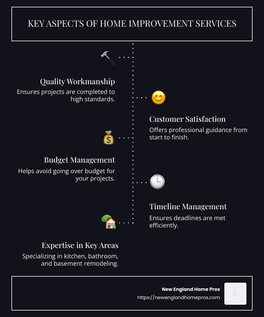 Overview of Home Improvement Services - home improvement services infographic infographic-line-5-steps-dark