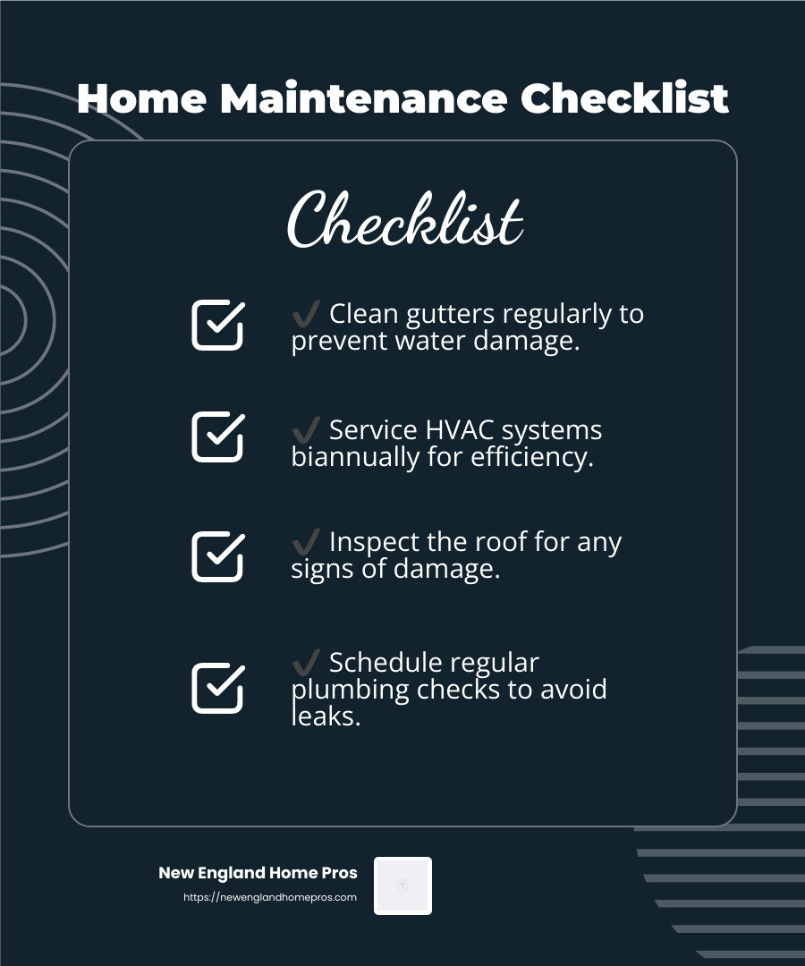 Home maintenance checklist infographic - home improvement services infographic checklist-dark-blue
