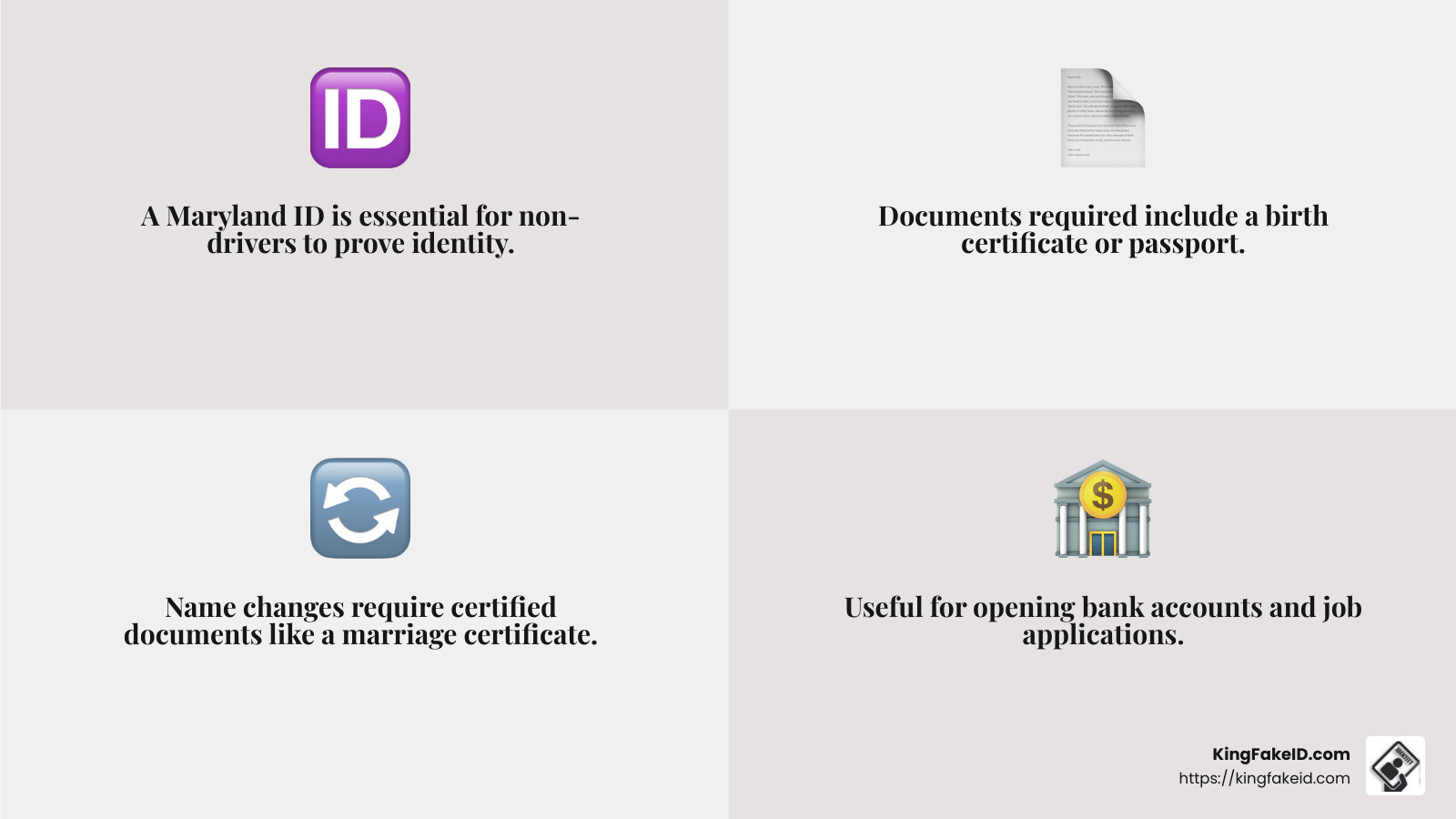Proof of identity is crucial for obtaining a Maryland ID - maryland identification card infographic 4_facts_emoji_grey Proof of identity is crucial for obtaining a Maryland ID - maryland identification card infographic 4_facts_emoji_grey