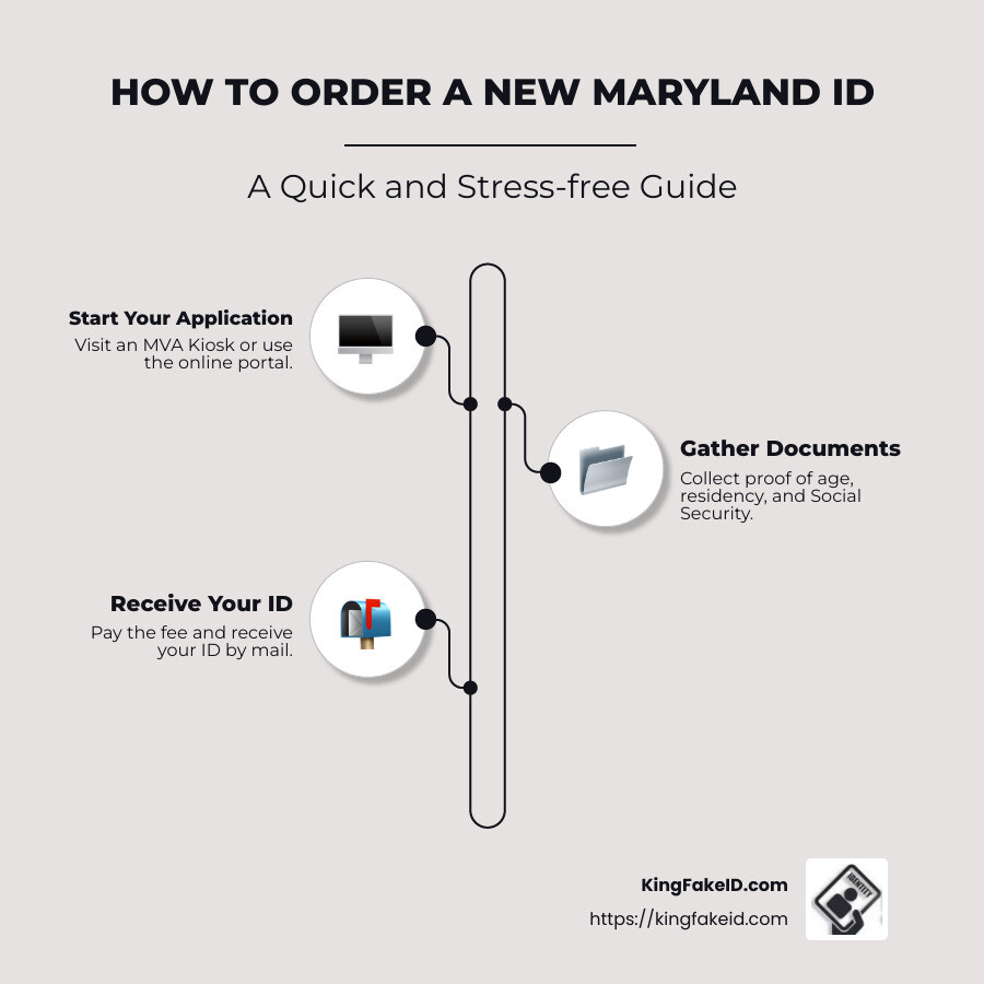 Steps to Order New ID Maryland - order new id maryland infographic infographic-line-3-steps-neat_beige Steps to Order New ID Maryland - order new id maryland infographic infographic-line-3-steps-neat_beige