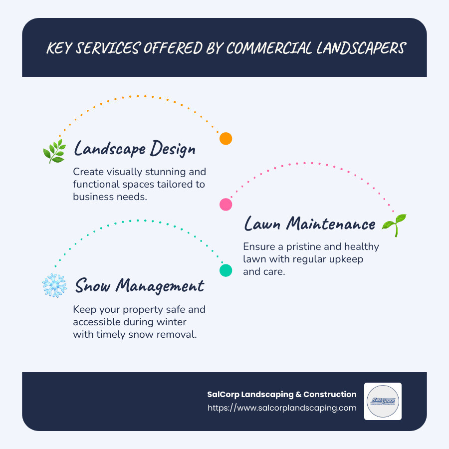 Overview of Commercial Landscaping Services in Norwood, MA - Commercial Landscaper Norwood Massachusetts infographic infographic-line-3-steps-blues-accent_colors