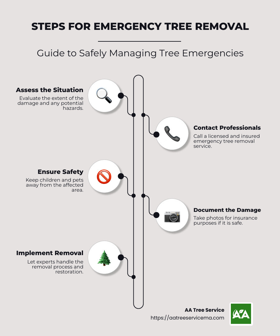 Steps for Emergency Tree Removal - emergency tree removal north reading ma infographic infographic-line-5-steps-neat_beige
